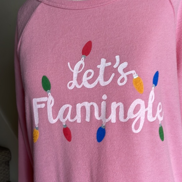 PJ Salvage Sz M Pink Graphic "Let's Flamingle" Thermal Top - Picture 7 of 15